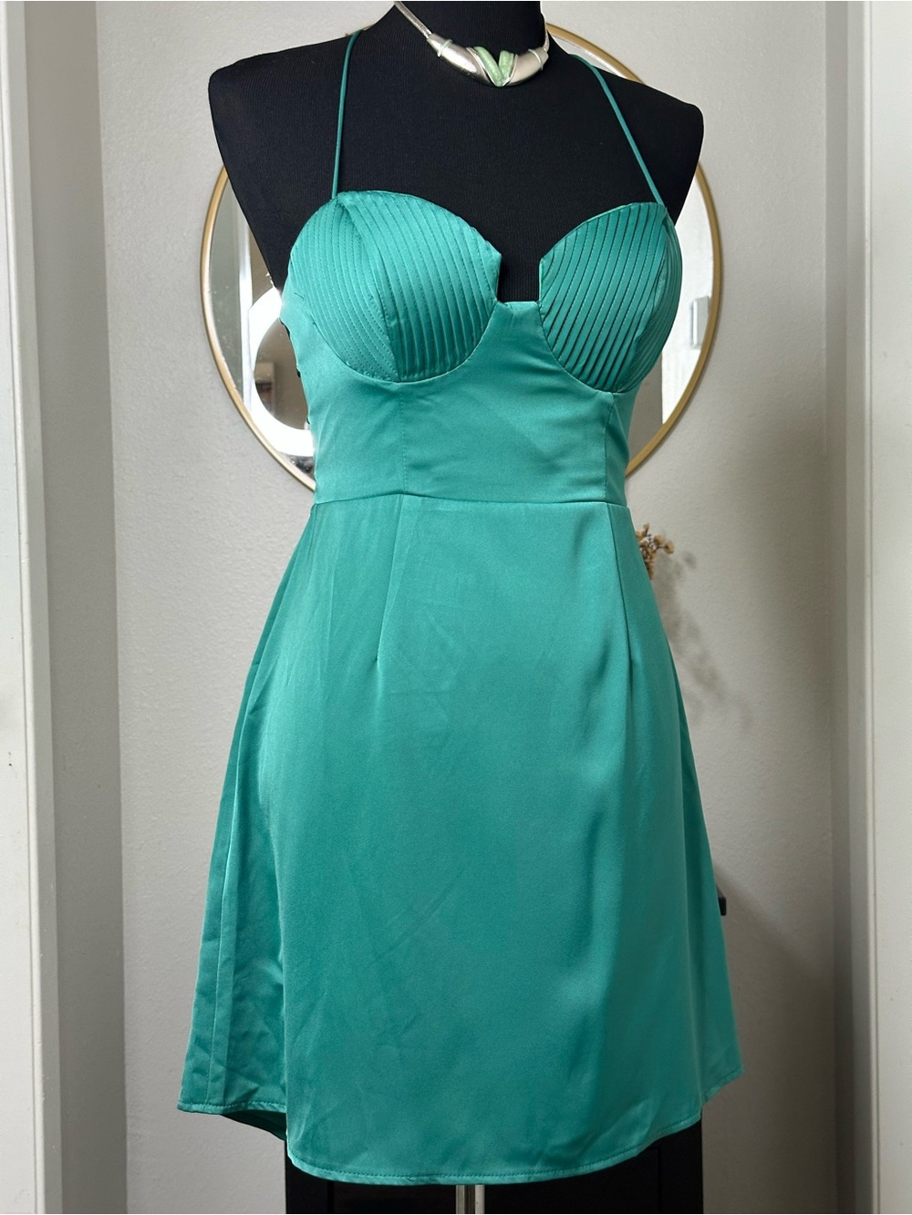 Strappy Teal Bustier Mini Dress